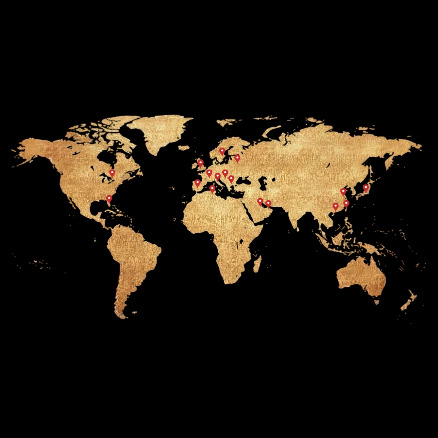 World map showing Scent Company global network